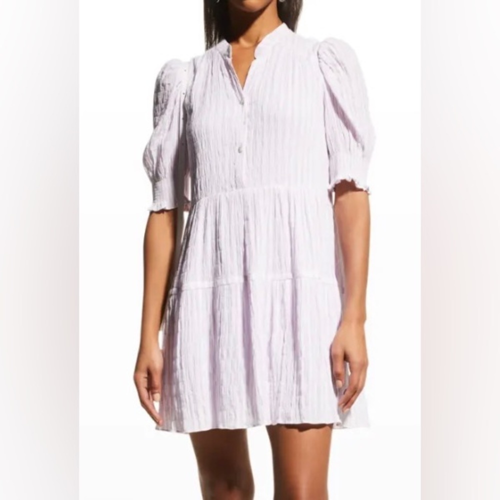 Cinq à Sept Pam Dress in Pale Pink / Ivory with Puff Sleeves - size 14 NWT